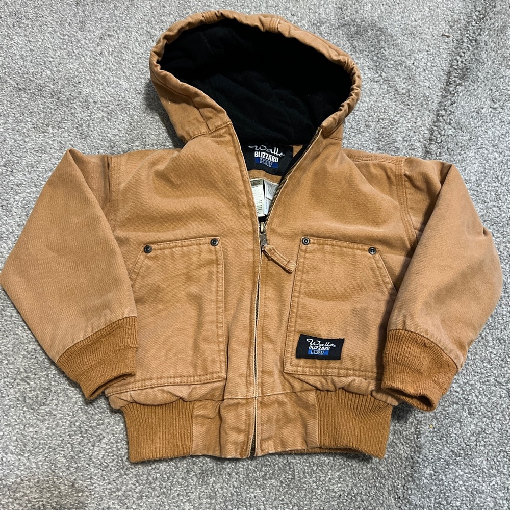 Walls jacket boys small 4/5 tan blizzard pruf coat‎ workwear duck canvas outdoor